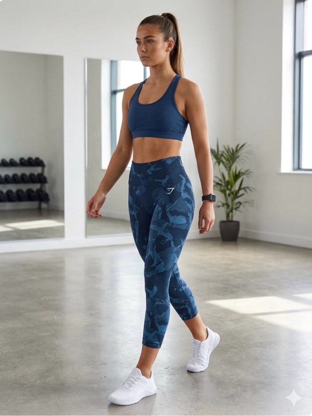 Gymshark Navy Blue Adapt Sculpting Camo Leggings Small Seamless Workout